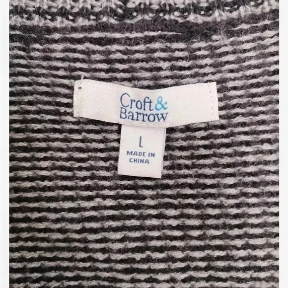 Croft & Barrow Grey & Black  Open Cardigan Size Large - Picture 10 of 10